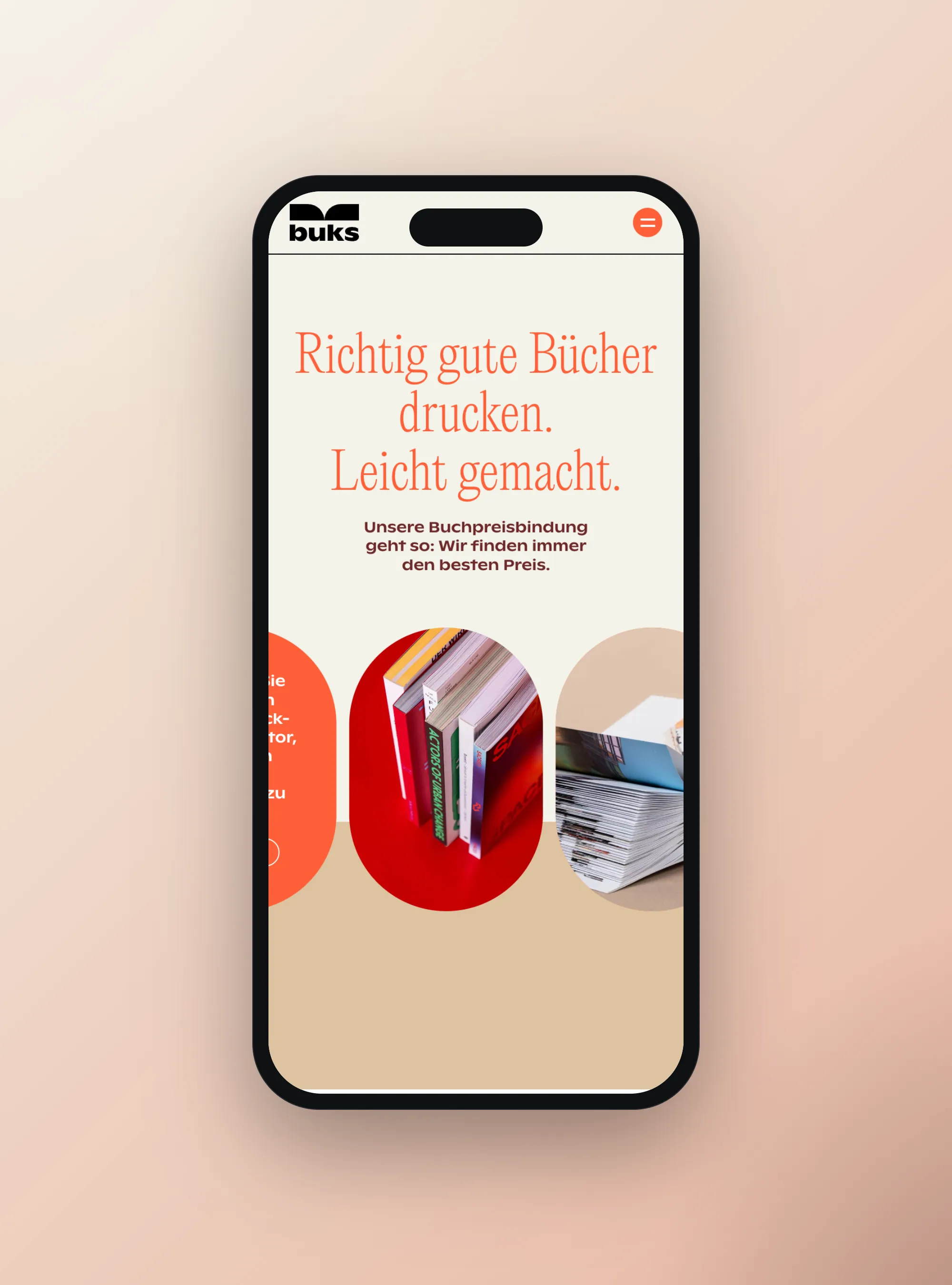 buks book printing agency website, mobile view