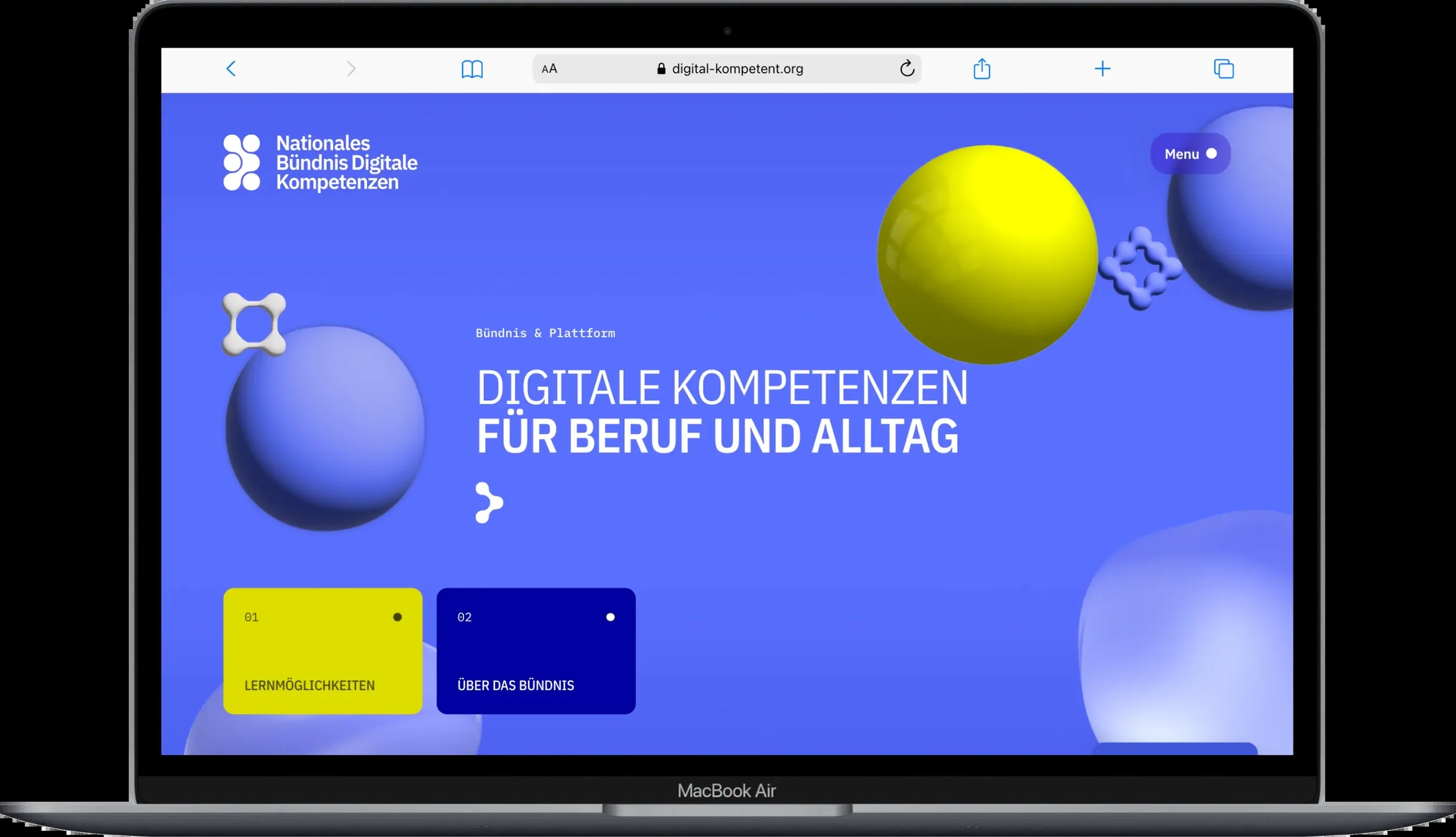 Nationales Bündnis Digitale Kompetenzen, Desktop-Ansicht im Laptop-Mockup