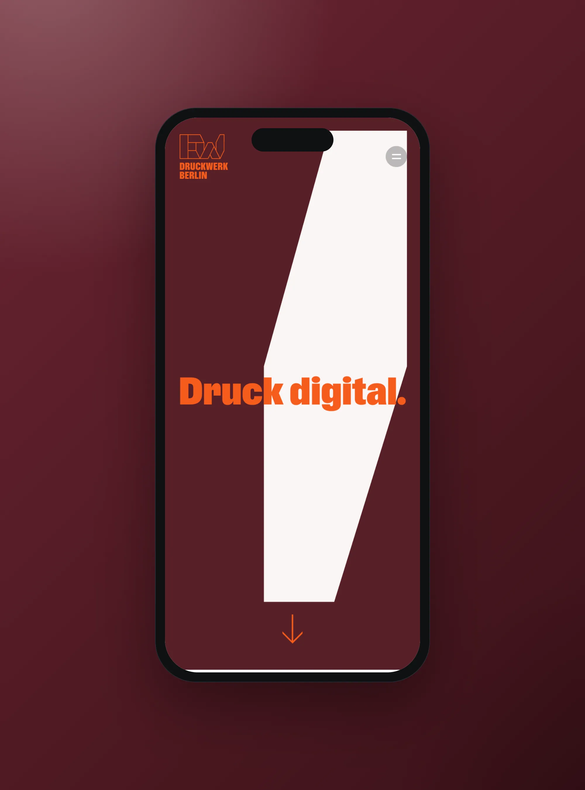 Druckwerk Berlin digital print shop website, mobile view