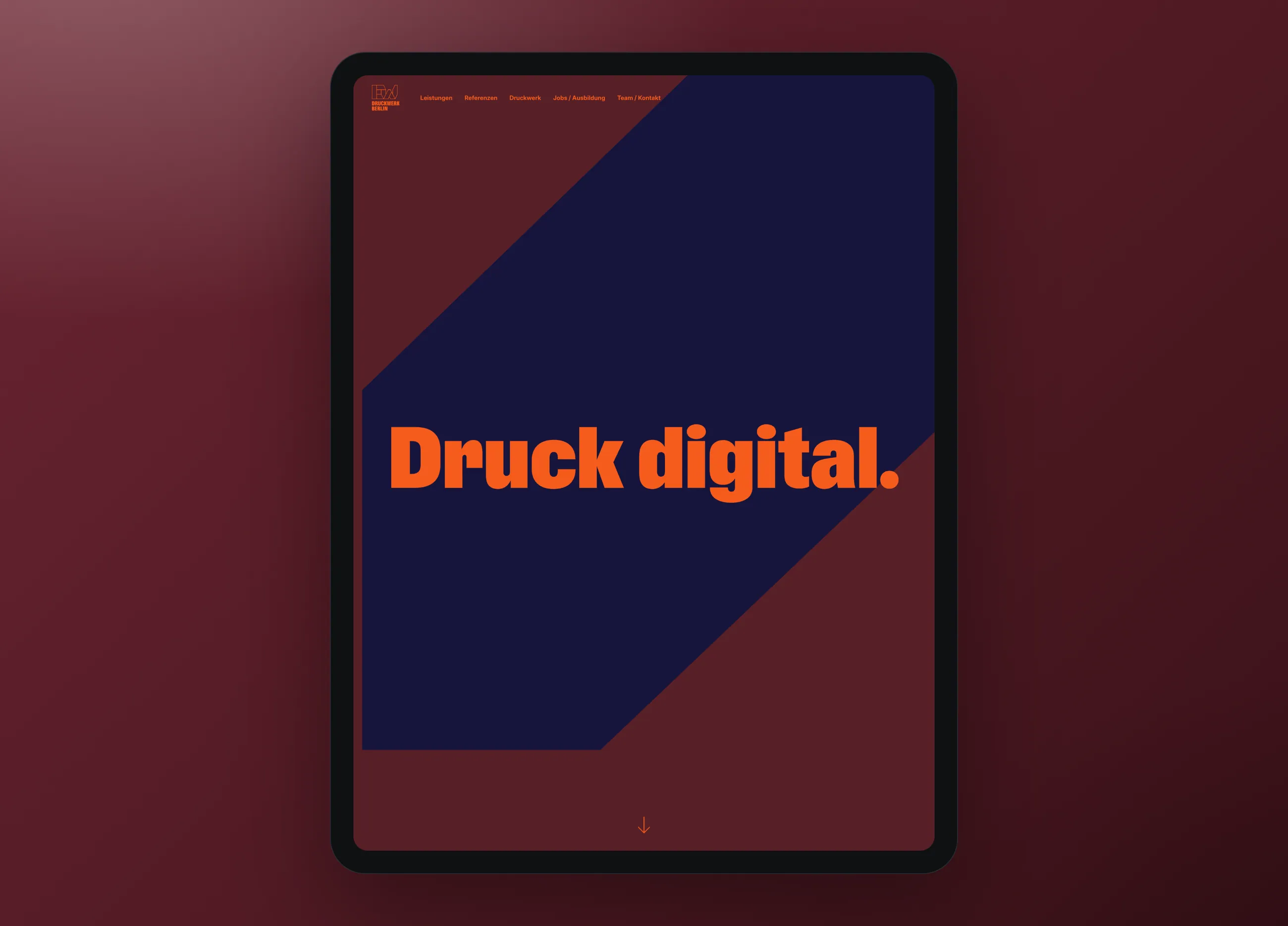 Website der Digitaldruckerei Druckwerk Berlin, Tablet-Ansicht