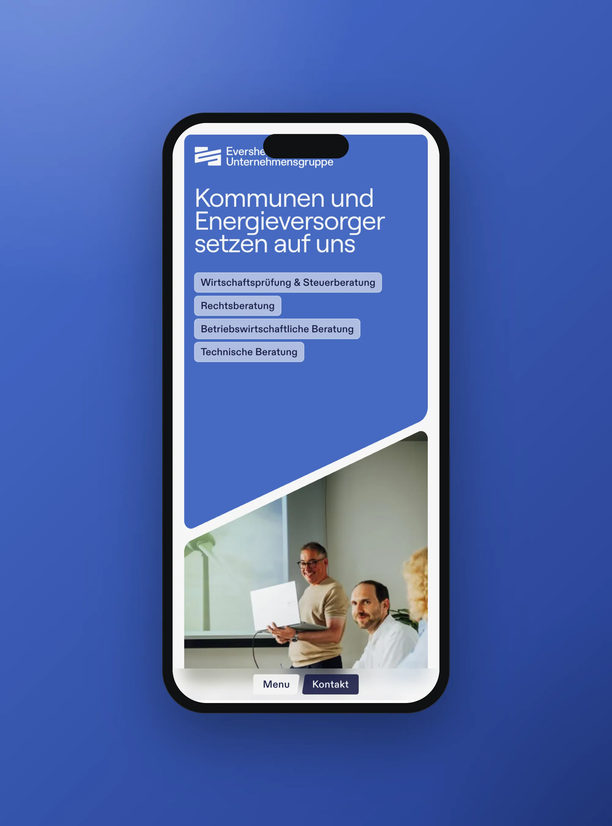EversheimStuible consulting group website, mobile view