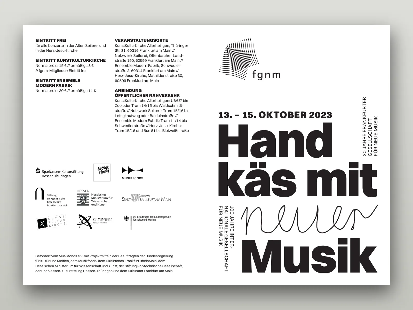 Handkäs mit neuer Musik festival, programme leaflet cover